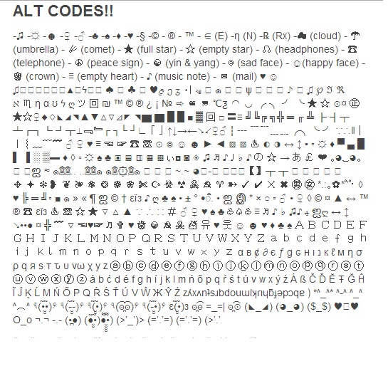 alt codes